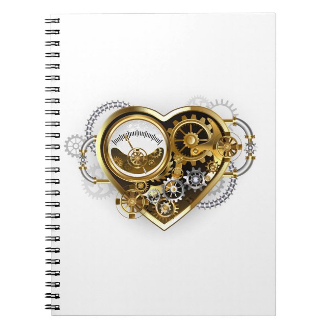 Caderno Espiral Coração Steampunk com Manômetro (Frente)