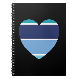 Caderno Espiral Coração Striped Azul