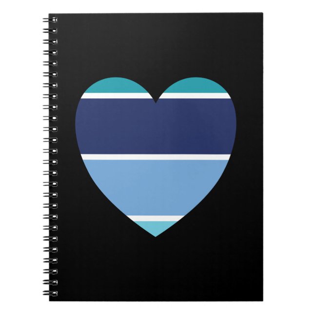 Caderno Espiral Coração Striped Azul (Frente)