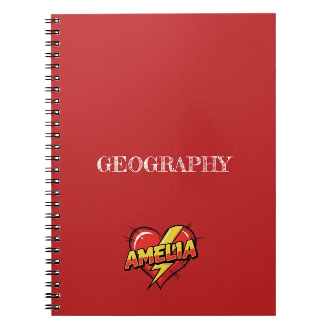 Caderno Espiral Coração Vermelho Amelia (Frente)