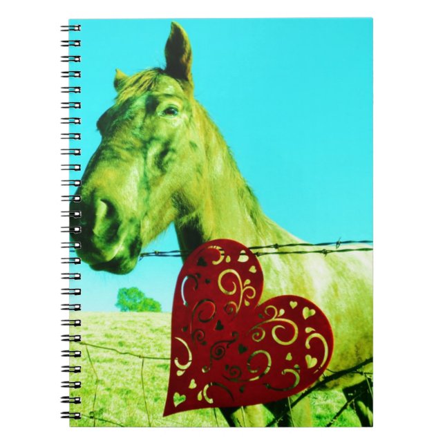 Caderno Espiral Coração Vermelho e Cavalo (Frente)