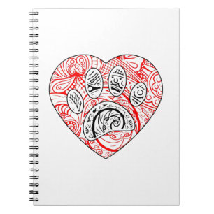 Caderno Espiral Coração Vermelho para Impressão de Mandala Cão