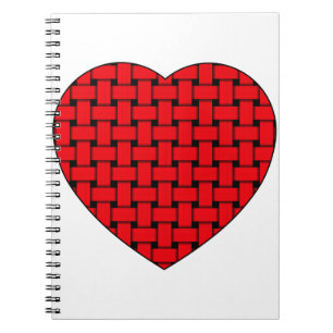 Caderno Espiral Coração Vermelho Weaved