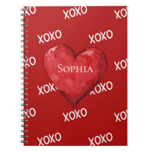Caderno Espiral Coração XOXO Vermelho