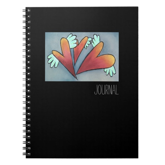 Caderno Espiral Corações Alados Lenhados (Frente)