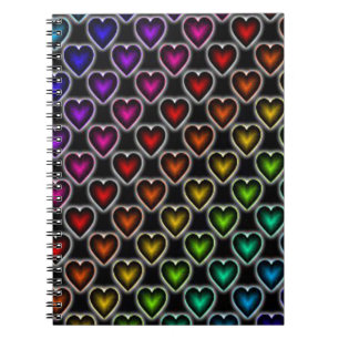 Caderno Espiral Corações Arco-Íris