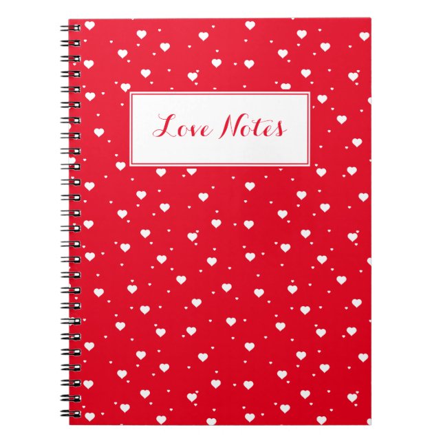 Caderno Espiral Corações Branco e Vermelho (Frente)