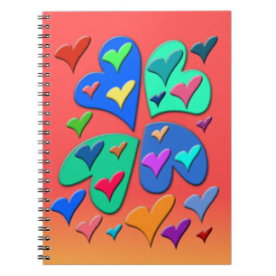 Caderno Espiral Corações Coloridos