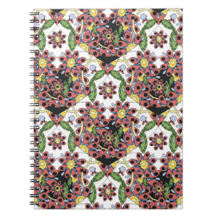 Caderno Espiral Corações Coloridos, Padrão Romântico Sem Olhos.