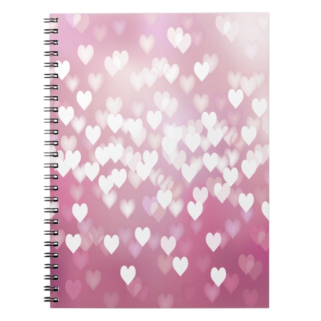 Caderno Espiral Corações cor-de-rosa bonitos (Frente)