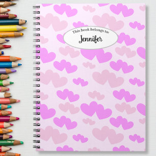 Caderno Espiral Corações cor-de-rosa Este livro pertence ao cadern