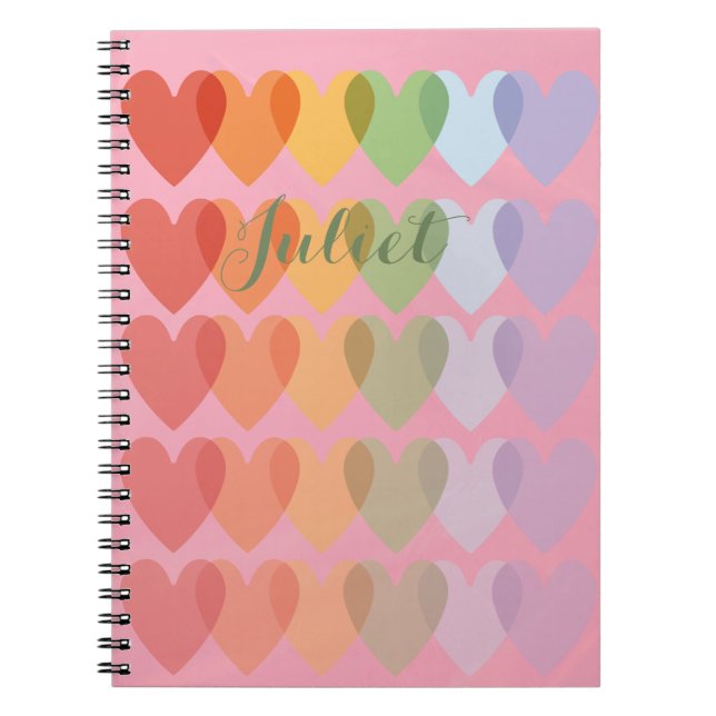Caderno Espiral Corações Cutes Personalizados Personalizados do Ar (Frente)