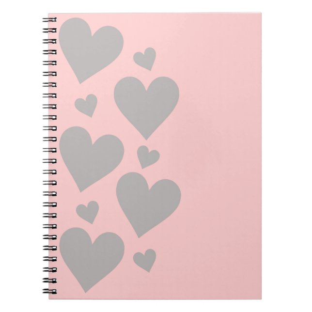 Caderno Espiral Corações das cinzas em um Rosa (Frente)