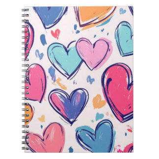 Caderno Espiral Corações de Amor Pastéis Bonitos do Dia dos Namora