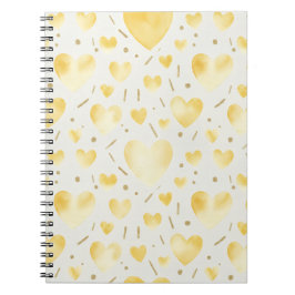 Caderno Espiral Corações de Aquarela Amarela Ensolarada