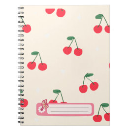Caderno Espiral Corações de Cereja para Meninas Adolescentes
