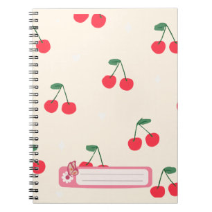 Caderno Espiral Corações de Cereja para Meninas Adolescentes