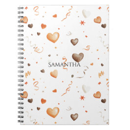 Caderno Espiral Corações de Chocolate Pêssego Confete