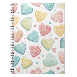 CADERNO ESPIRAL CORAÇÕES DE CONVERSA DE NAMORADOS COR PASTEL