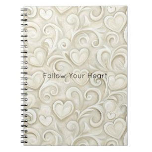 Caderno Espiral Corações de Creme