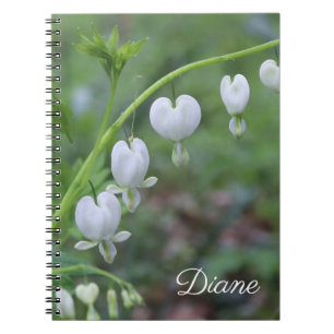 Caderno Espiral Corações de sangramento brancos florais