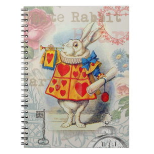 Caderno Espiral Corações do Coelho Branco Alice Clássico