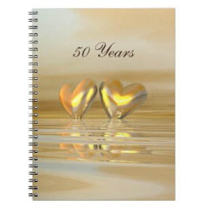 Caderno Espiral Corações dourados do aniversário