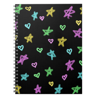 Caderno Espiral Corações e Estrelas Fofinho