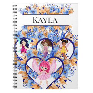 Caderno Espiral Corações e Fadas