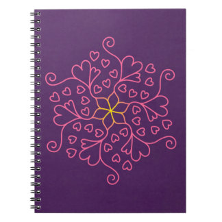 Caderno Espiral Corações e Flores Inspiradas em Mandala