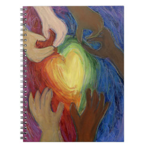 Caderno Espiral Corações e Mãos Adoram Diversidade Arte Diário de