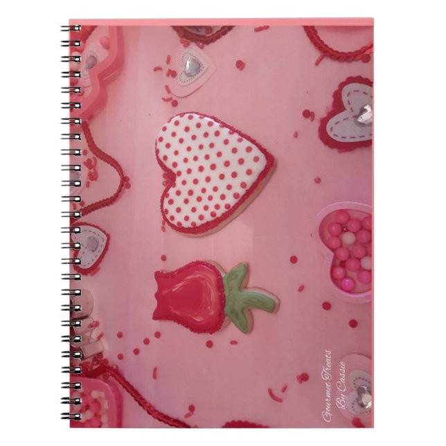 Caderno Espiral Corações e Rosas de chocolate Açúcares (Frente)