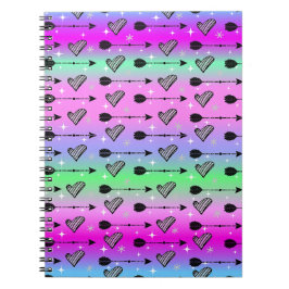 Caderno Espiral Corações e Setas