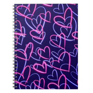 Caderno Espiral Corações Elétricos Brilham 