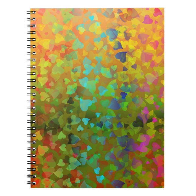 Caderno Espiral Corações em queda laranja (Frente)