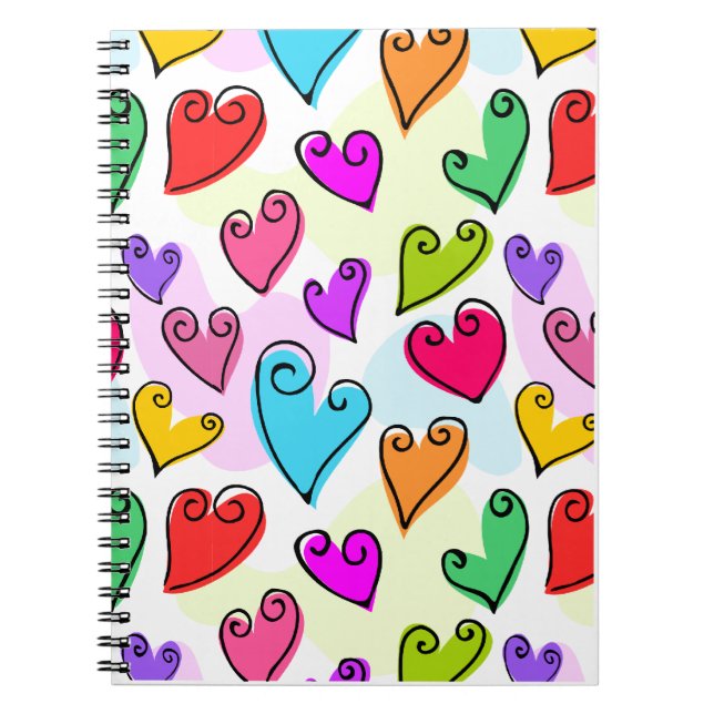 Caderno Espiral Corações Girly Vibrantes Dia de os namorados Român (Frente)