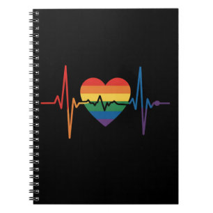 Caderno Espiral Corações LGBTQ Batimentos do Coração Orgulho Gay L