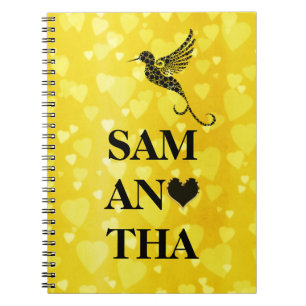 Caderno Espiral Corações personalizados tipografia do colibri do