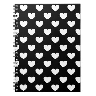 Caderno Espiral Corações Preto E Branco