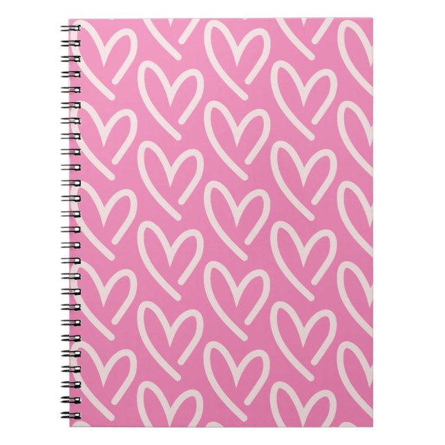 Caderno Espiral Corações Rosa sobre Rosa (Frente)