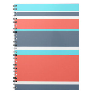 Caderno Espiral Corais vivos, listras azuis e cinzas
