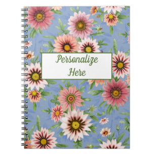 Caderno Espiral Coral Pink Daisy Floral