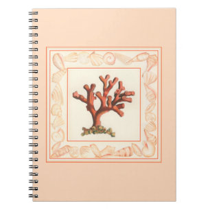 Caderno Espiral Coral Vermelho com Borda de Shell Conch