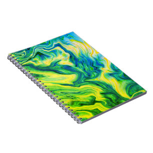 Caderno Espiral Corante acrílico, azul, verde, amarelo/espiral