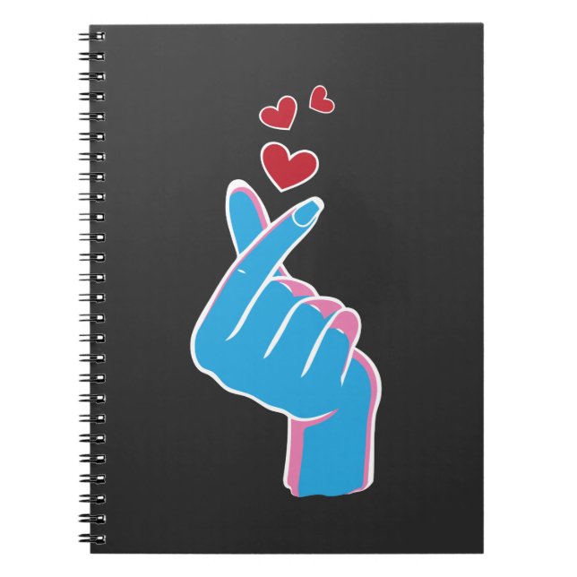 Caderno Espiral Coreano Music Finger Heart Kpop Seoul Hallyu (Frente)