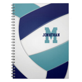 Caderno Espiral cores da equipe azul marinho verde água meninos me