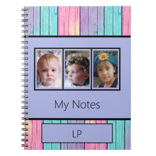 Caderno Espiral Cores de unicórnio 3 iniciais de foto roxo