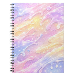 Caderno Espiral Cores pastéis rosa e roxo arte de IA