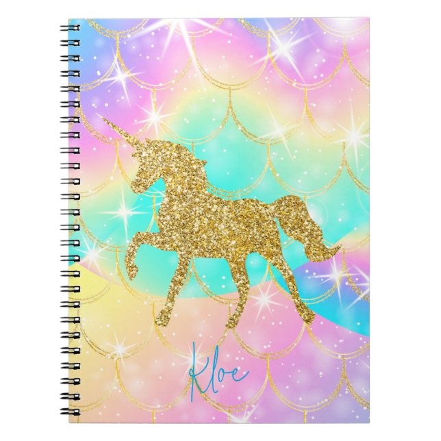 Caderno Espiral cores pastel unicorn (Frente)