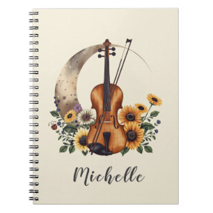 Caderno Espiral Cores Personalizadas Flor de Campo Boho Floral Vio